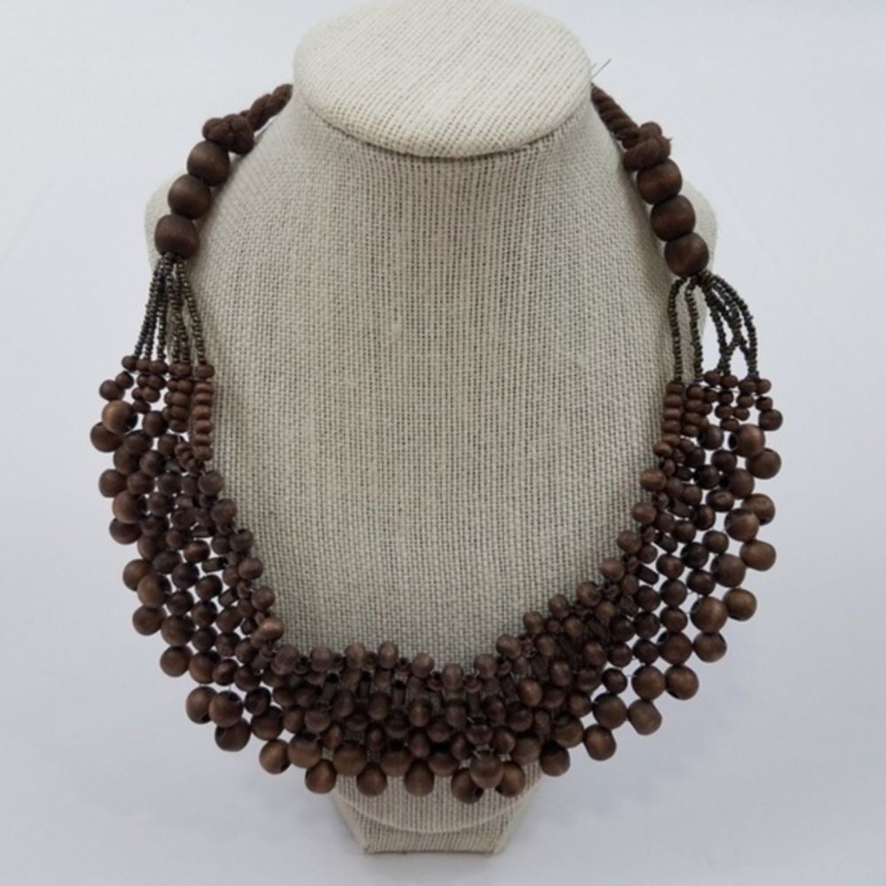 ! Necklace bead weave brown wire string rope state‎